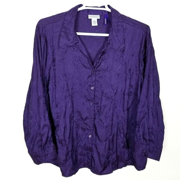 Maggie Barnes for Catherine's Women Plus Floral Embroidered Button Down Sz 3X P - Picture 1 of 6